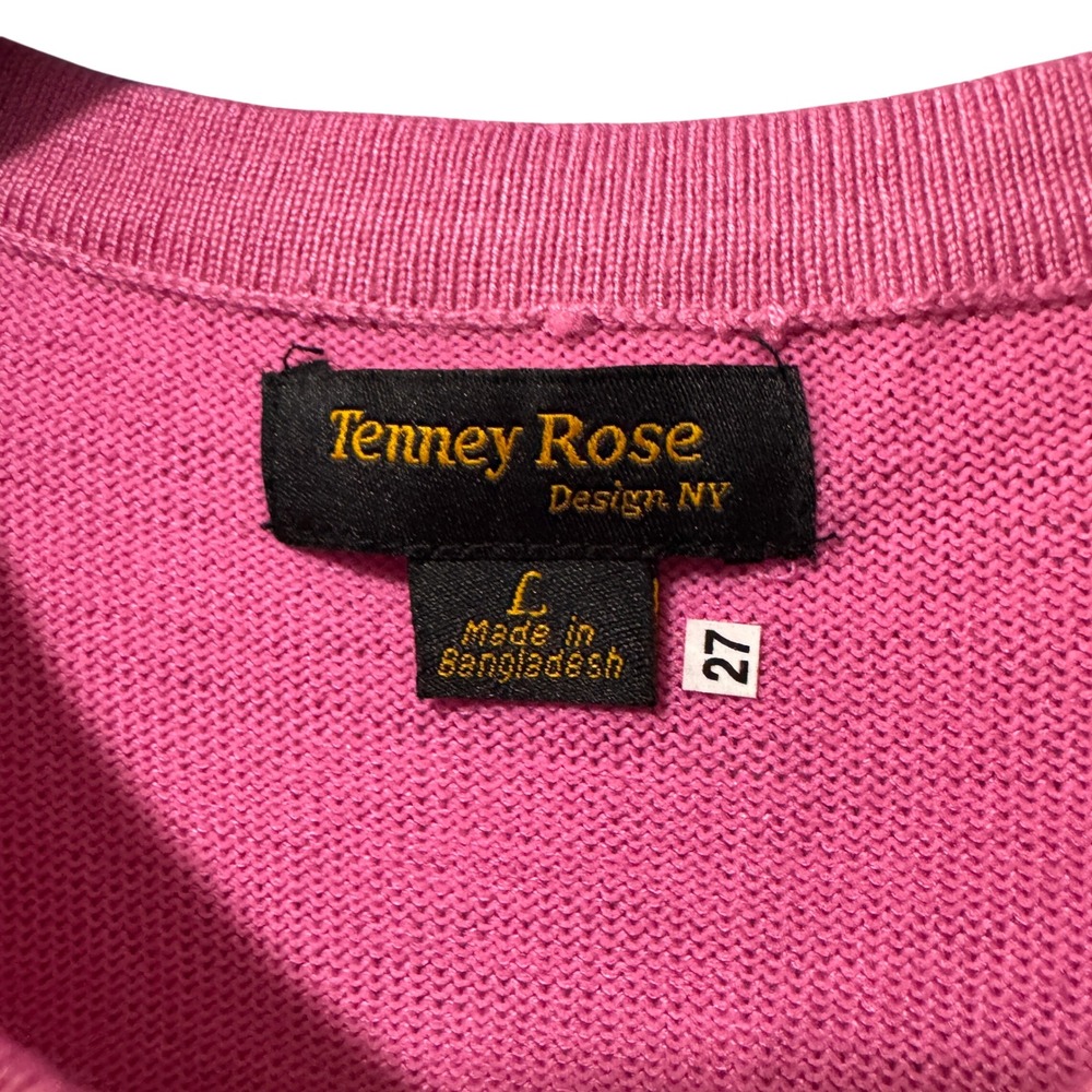 Tenney Rose Design NY Womens Pink Diamond Cable Knit Button Front Cardigan large - Picture 3 of 4
